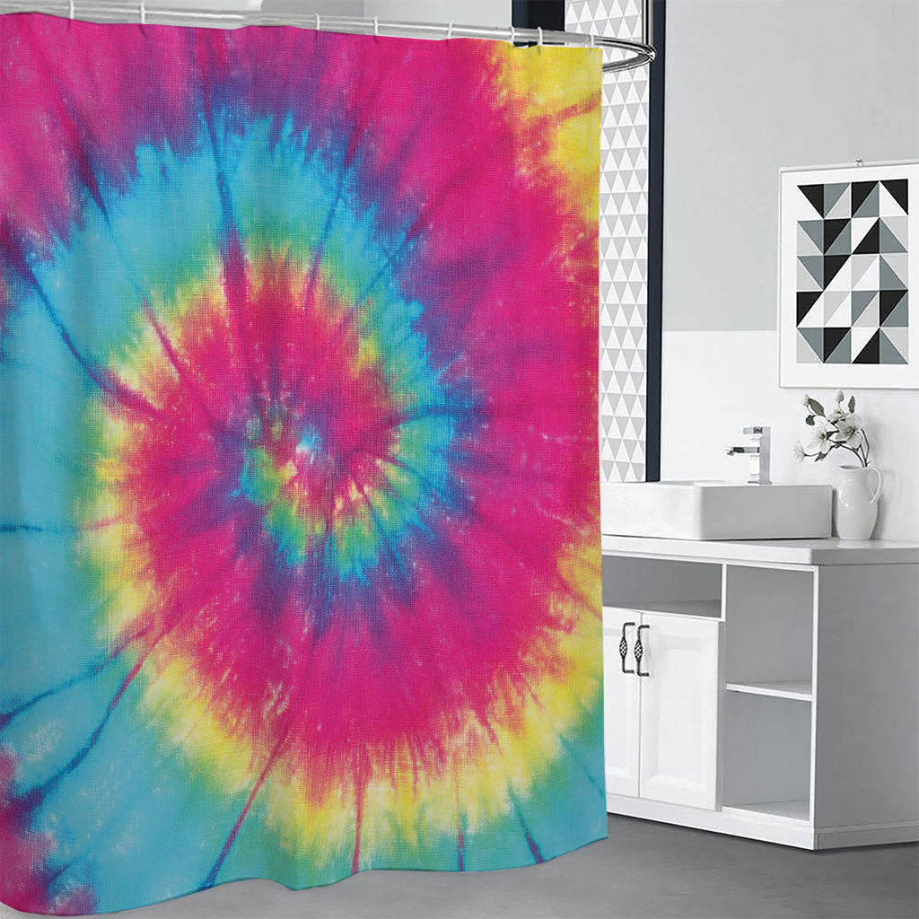 Blue Pink And Yellow Tie Dye Print Premium Shower Curtain