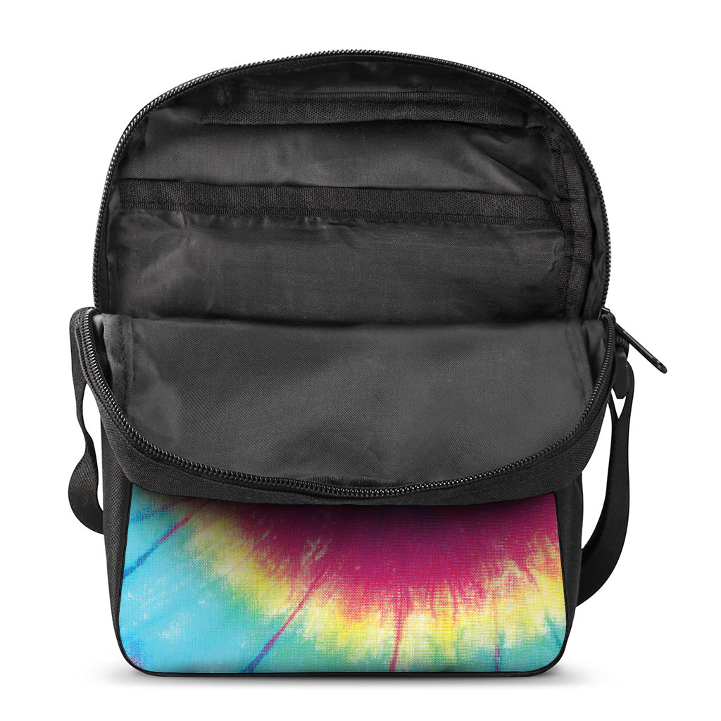 Blue Pink And Yellow Tie Dye Print Rectangular Crossbody Bag