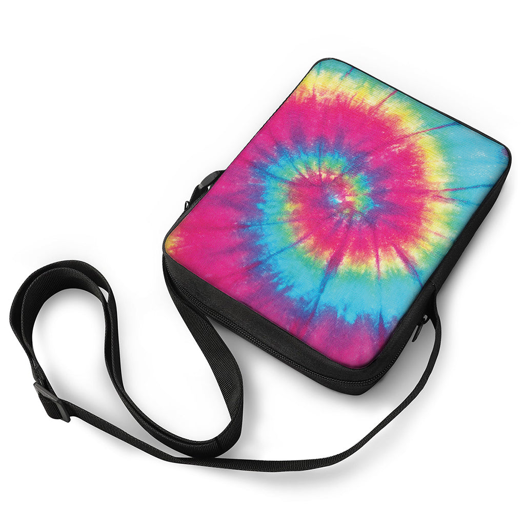 Blue Pink And Yellow Tie Dye Print Rectangular Crossbody Bag