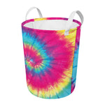 Blue Pink And Yellow Tie Dye Print Round Laundry Basket