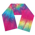 Blue Pink And Yellow Tie Dye Print Scarf