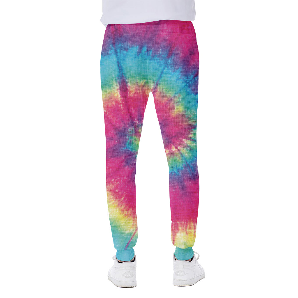 Blue Pink And Yellow Tie Dye Print Scuba Joggers