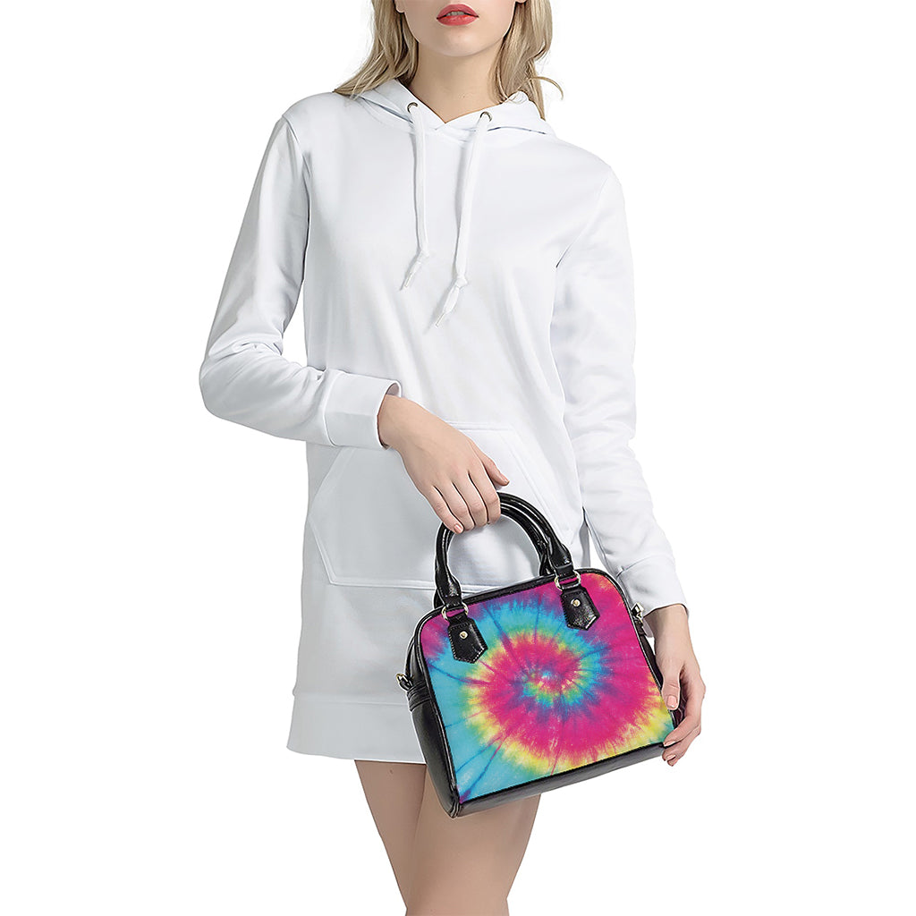 Blue Pink And Yellow Tie Dye Print Shoulder Handbag