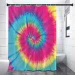 Blue Pink And Yellow Tie Dye Print Shower Curtain
