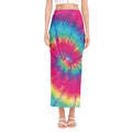Blue Pink And Yellow Tie Dye Print Side Slit Maxi Skirt