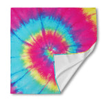 Blue Pink And Yellow Tie Dye Print Silk Bandana