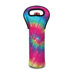 Blue Pink And Yellow Tie Dye Print Single Neoprene Wine Tote