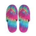 Blue Pink And Yellow Tie Dye Print Slippers