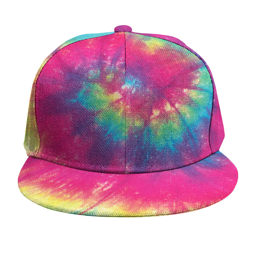 Blue Pink And Yellow Tie Dye Print Snapback Cap