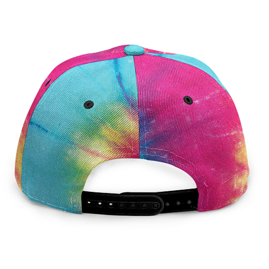 Blue Pink And Yellow Tie Dye Print Snapback Cap