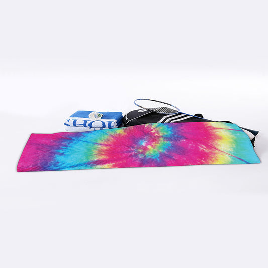 Blue Pink And Yellow Tie Dye Print Sports Towel