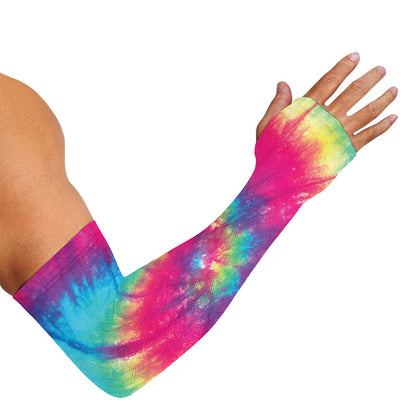 Blue Pink And Yellow Tie Dye Print Sun Protection Arm Sleeves