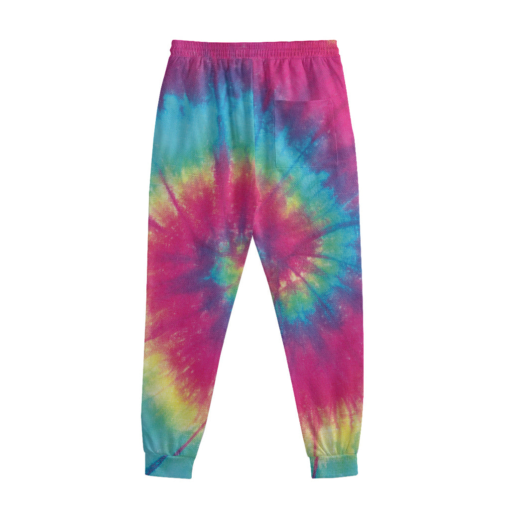 Blue Pink And Yellow Tie Dye Print Sweatpants