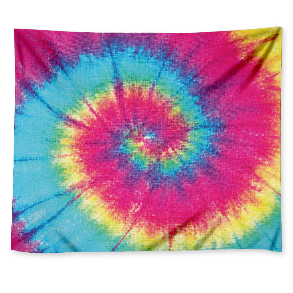 Blue Pink And Yellow Tie Dye Print Tapestry