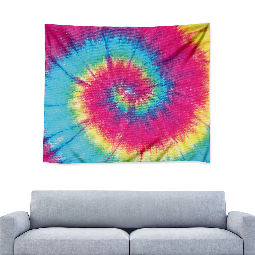 Blue Pink And Yellow Tie Dye Print Tapestry