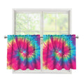 Blue Pink And Yellow Tie Dye Print Tier Curtains