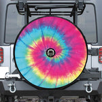Blue Pink And Yellow Tie Dye Print Tire Cover With Camera Hole