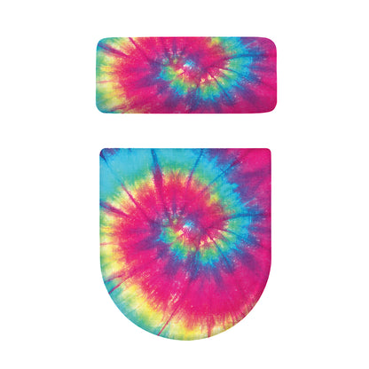 Blue Pink And Yellow Tie Dye Print Toilet Lid And Tank Cover Set