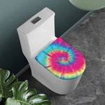 Blue Pink And Yellow Tie Dye Print Toilet Lid Cover