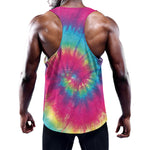 Blue Pink And Yellow Tie Dye Print Training Tank Top