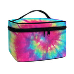 Blue Pink And Yellow Tie Dye Print Travel Makeup Bag