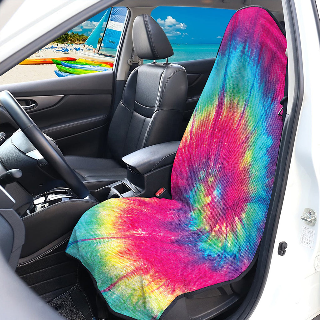 Blue Pink And Yellow Tie Dye Print Waterproof Car Seat Cover