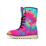 Blue Pink And Yellow Tie Dye Print Winter Boots