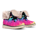 Blue Pink And Yellow Tie Dye Print Winter Boots