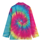 Blue Pink And Yellow Tie Dye Print Women's Blazer