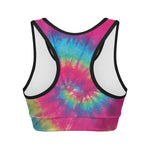Blue Pink And Yellow Tie Dye Print Women's Sports Bra