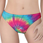 Blue Pink And Yellow Tie Dye Print Women's Thong