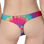 Blue Pink And Yellow Tie Dye Print Women's Thong