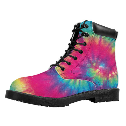 Blue Pink And Yellow Tie Dye Print Work Boots