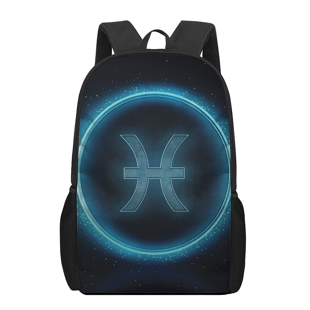 Blue Pisces Zodiac Sign Print 17 Inch Backpack