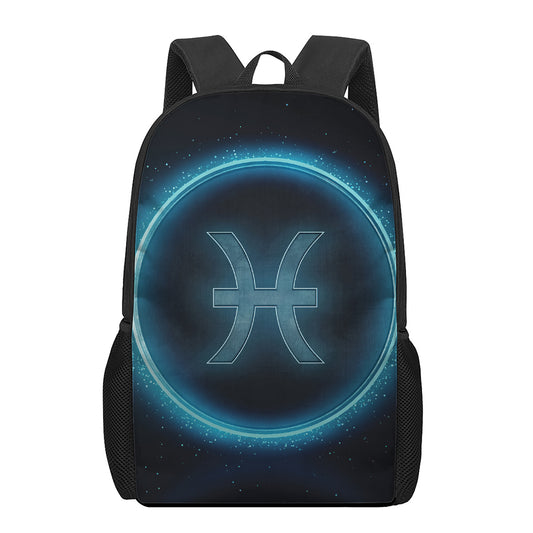 Blue Pisces Zodiac Sign Print 17 Inch Backpack