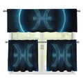 Blue Pisces Zodiac Sign Print 3 Piece Kitchen Curtains