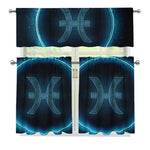 Blue Pisces Zodiac Sign Print 3 Piece Kitchen Curtains