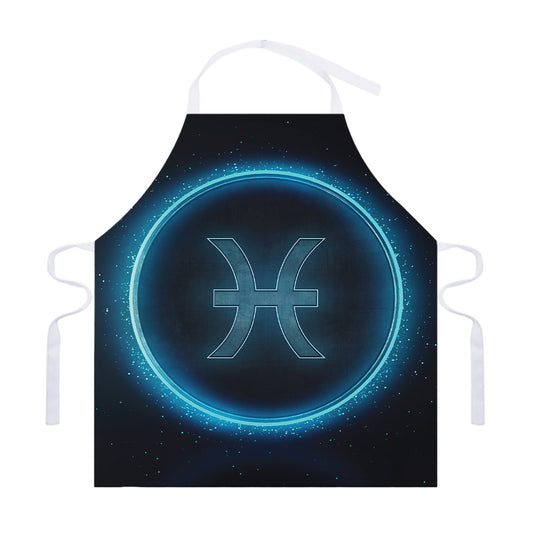 Blue Pisces Zodiac Sign Print Adjustable Apron