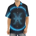 Blue Pisces Zodiac Sign Print Aloha Shirt