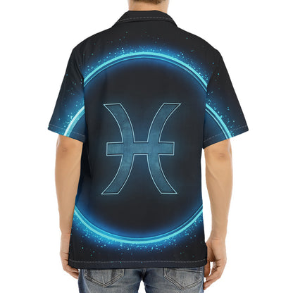 Blue Pisces Zodiac Sign Print Aloha Shirt