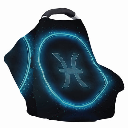 Blue Pisces Zodiac Sign Print Baby Seat Cover