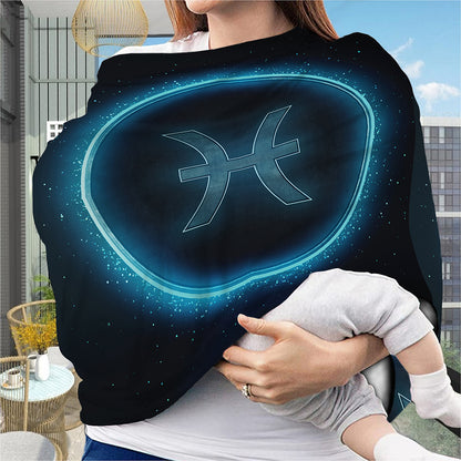 Blue Pisces Zodiac Sign Print Baby Seat Cover