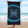 Blue Pisces Zodiac Sign Print Beach Towel