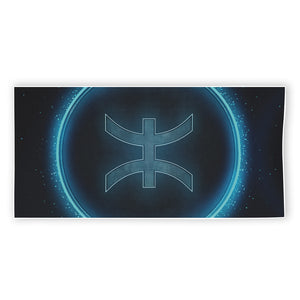 Blue Pisces Zodiac Sign Print Beach Towel