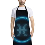 Blue Pisces Zodiac Sign Print Bib Apron With Pocket