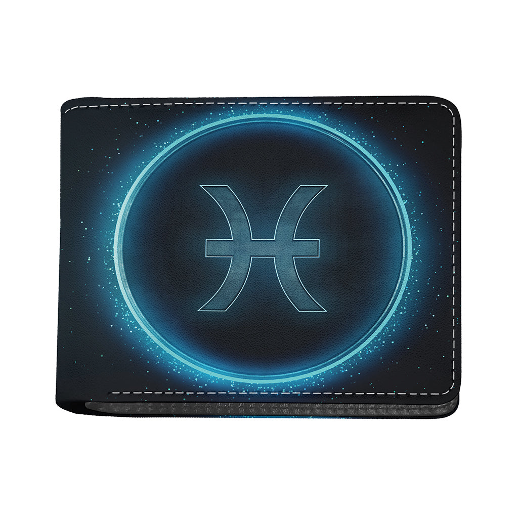 Blue Pisces Zodiac Sign Print Bifold Wallet
