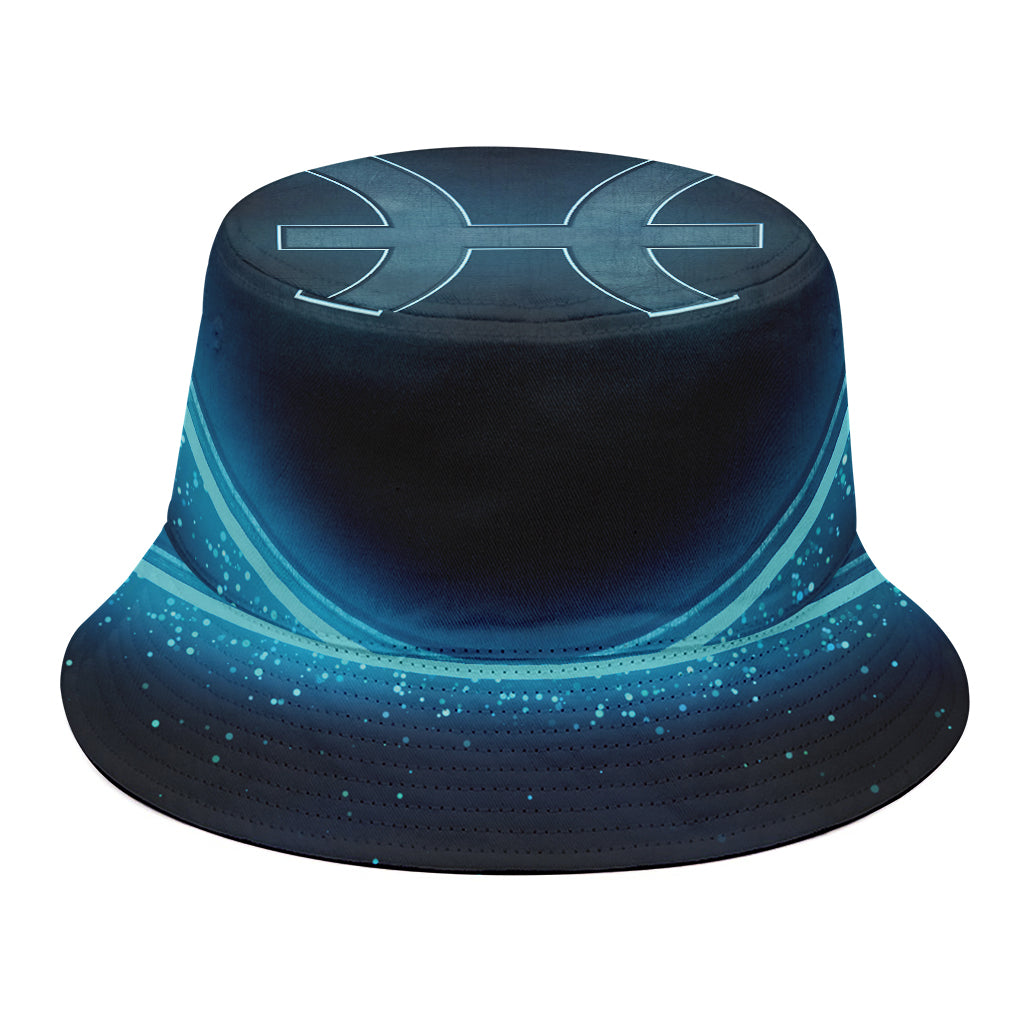 Blue Pisces Zodiac Sign Print Bucket Hat