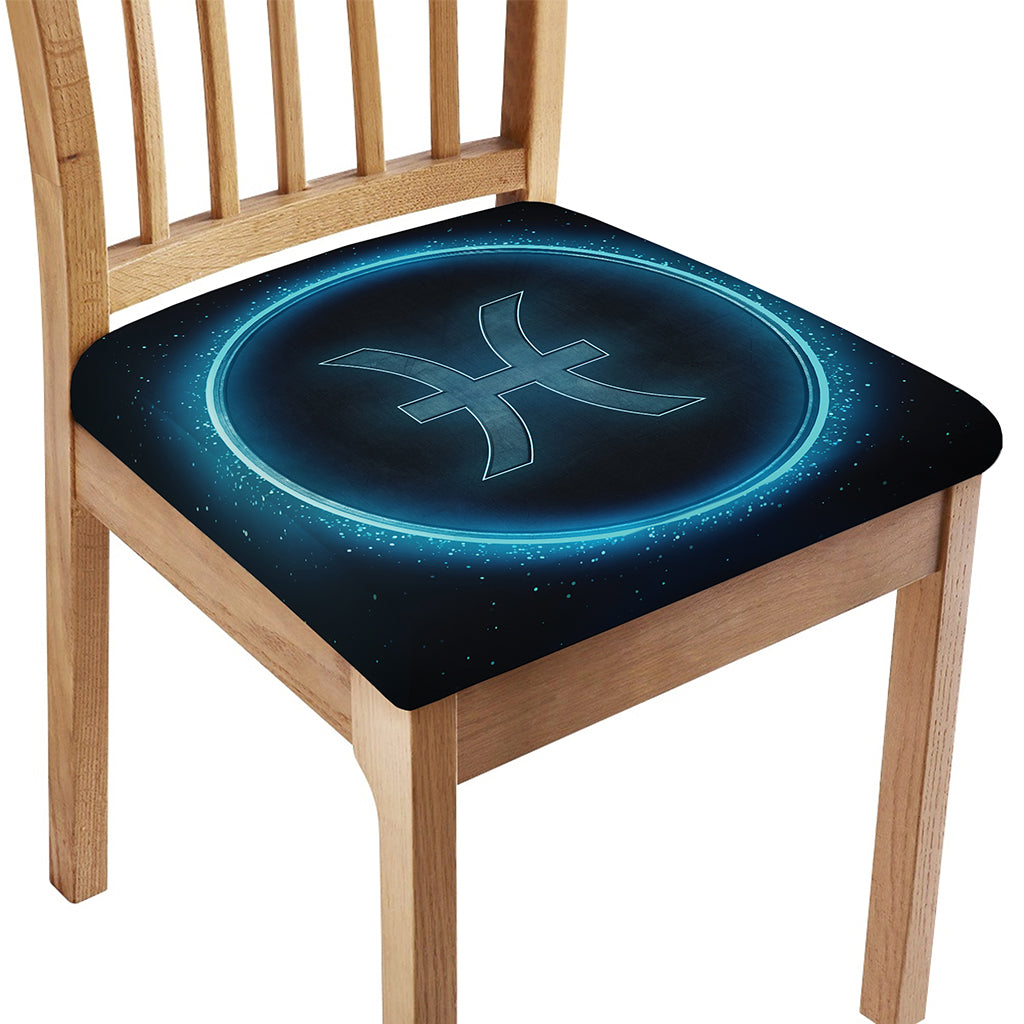 Blue Pisces Zodiac Sign Print Chair Cushion Cover
