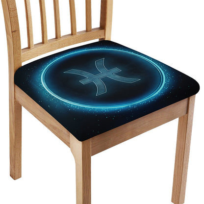 Blue Pisces Zodiac Sign Print Chair Cushion Cover