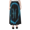 Blue Pisces Zodiac Sign Print Chiffon Maxi Skirt